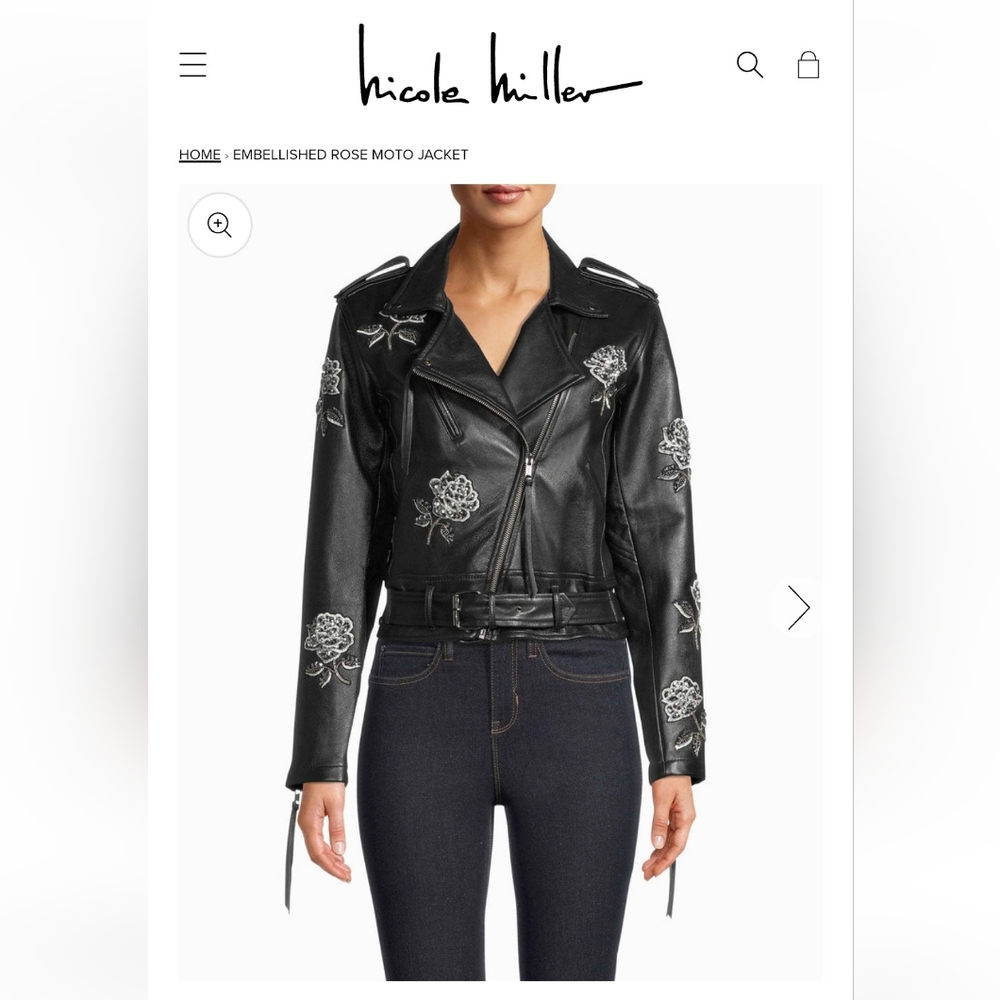 Embellished Rose Moto Jacket